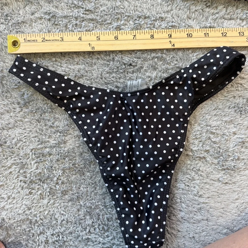 Boutique Polka Dot Bikini Set Medium Black White High Cut Underwire